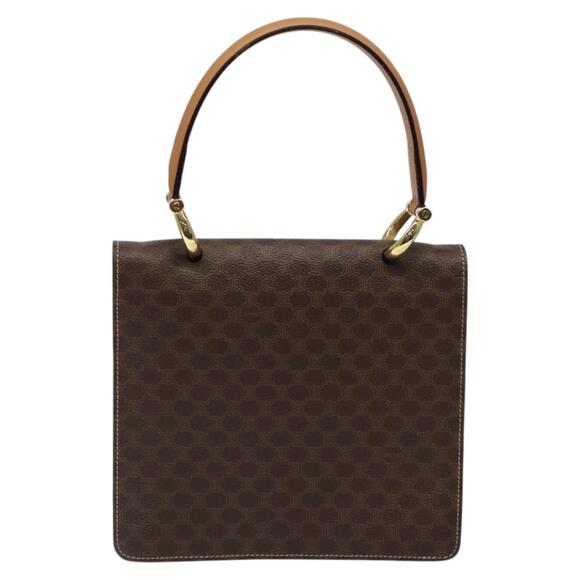 CELINE Macadam Canvas Hand Bag Pvc Leather Brown Gold - Picture 3 of 13